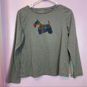 Talbots Petites Gray Scottish Terrier Dog Long Sleeve Cotton Top